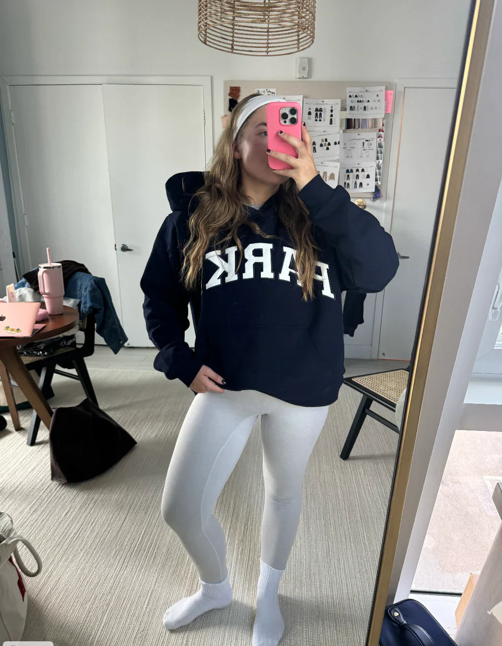 Parke | Varsity Oversized Hoodie Navy with White Letters