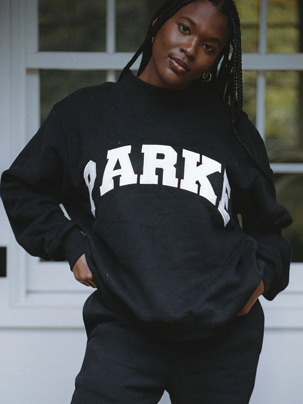 Parke | Varsity Oversized Sweatshirt Black with White Letters