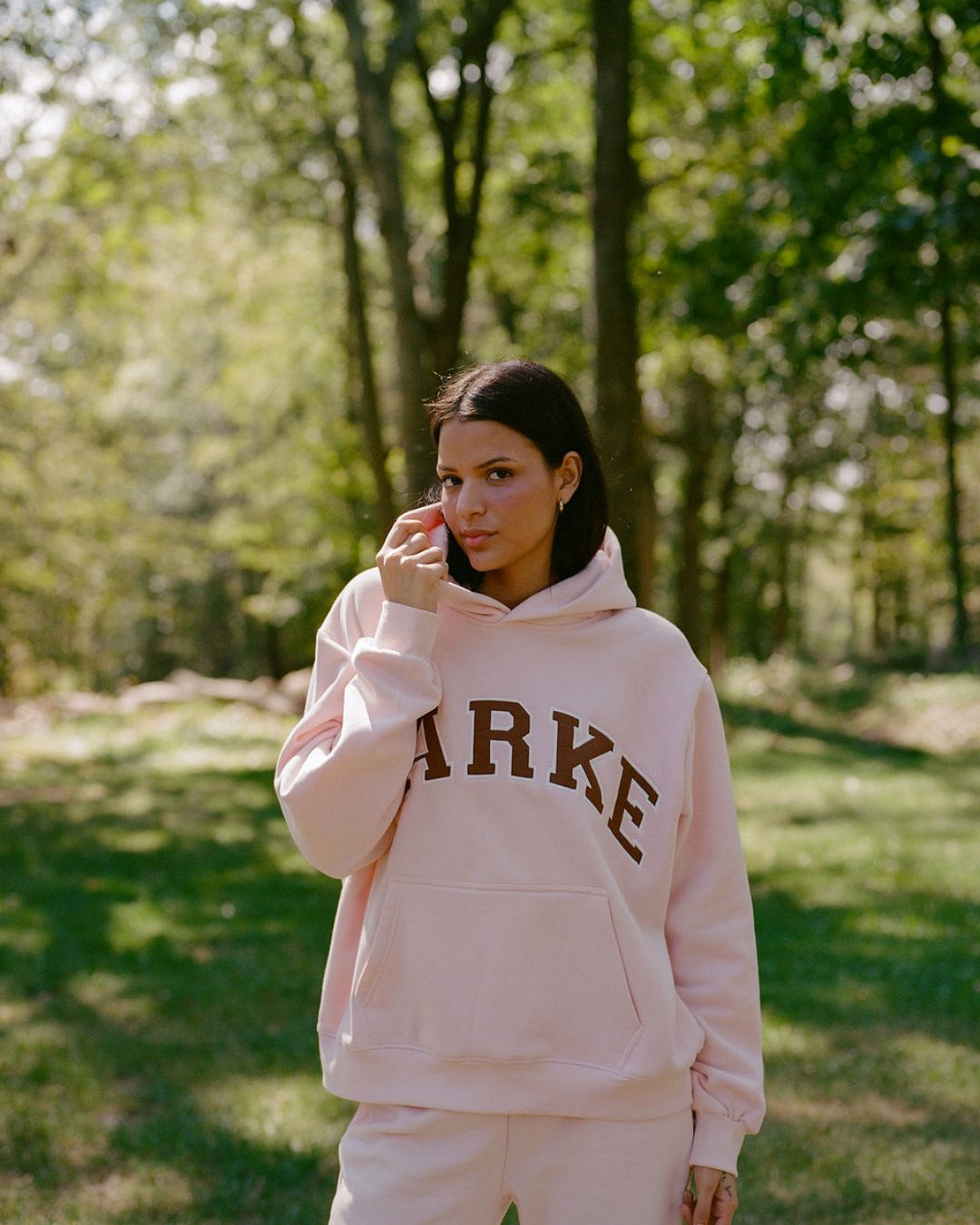 Parke | Varsity Mockneck Rose with Mocha Letters