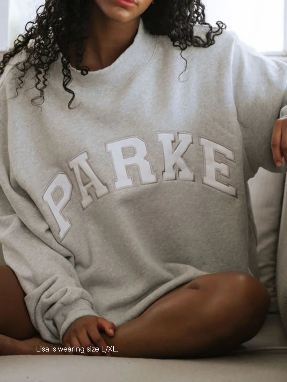 Parke | Varsity Oversized Sweatshirt Grey with White Letters