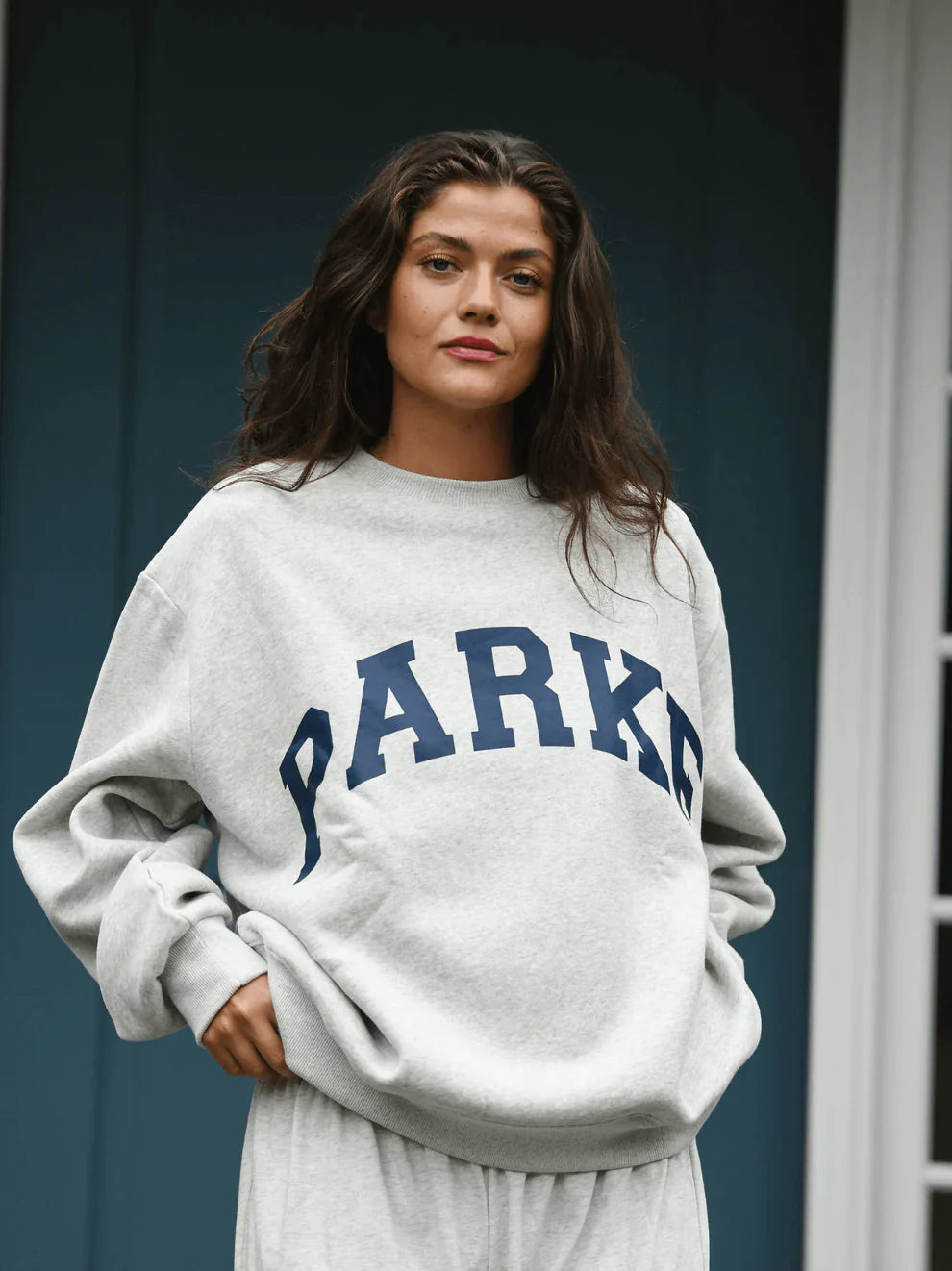 Parke | Varsity Oversized Sweatshirt Grey with Navy Letters