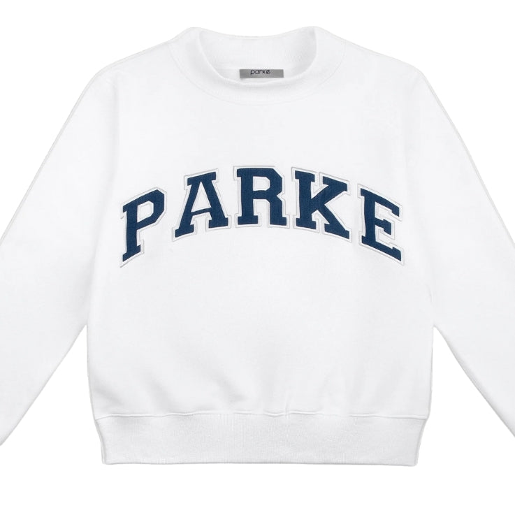 Parke | Varsity Mockneck White with Navy Letters