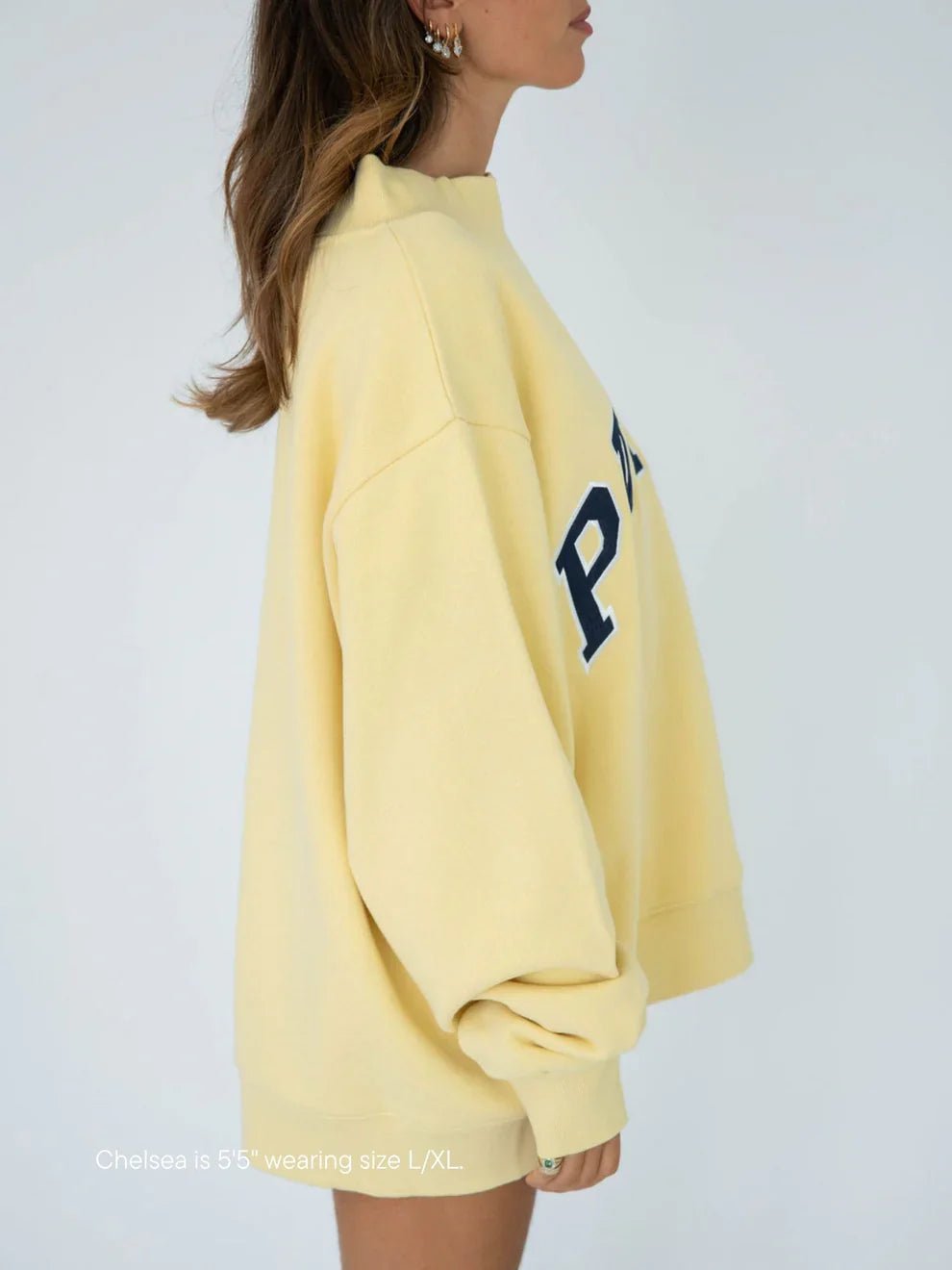 Parke | Varsity Mockneck Pastel Yellow with Navy Letters