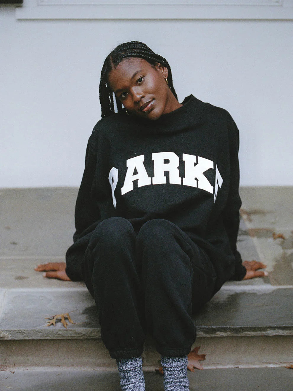 Parke | Varsity Oversized Sweatshirt Black with White Letters