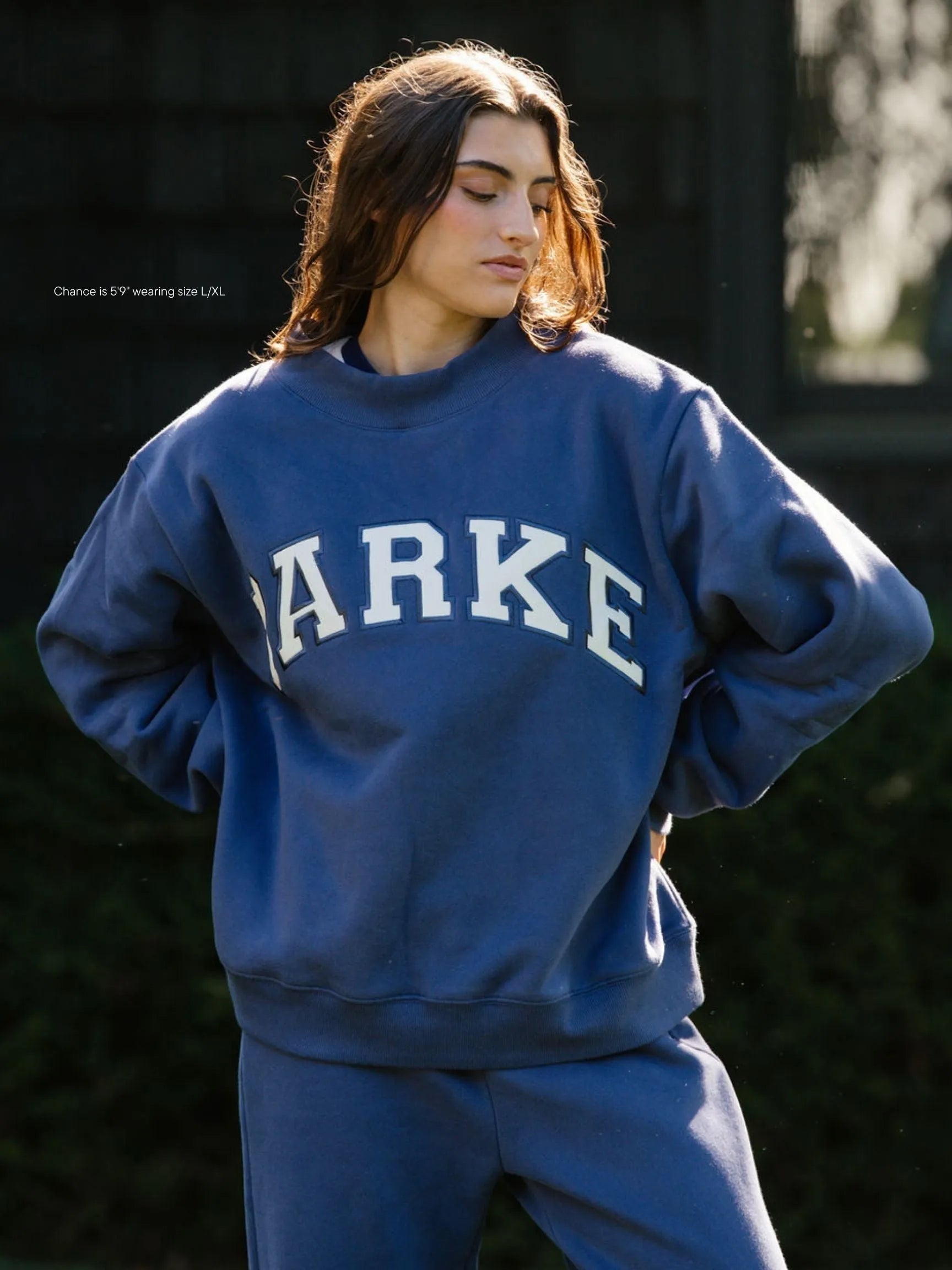 Parke | Varsity Mockneck Denim with White Letters